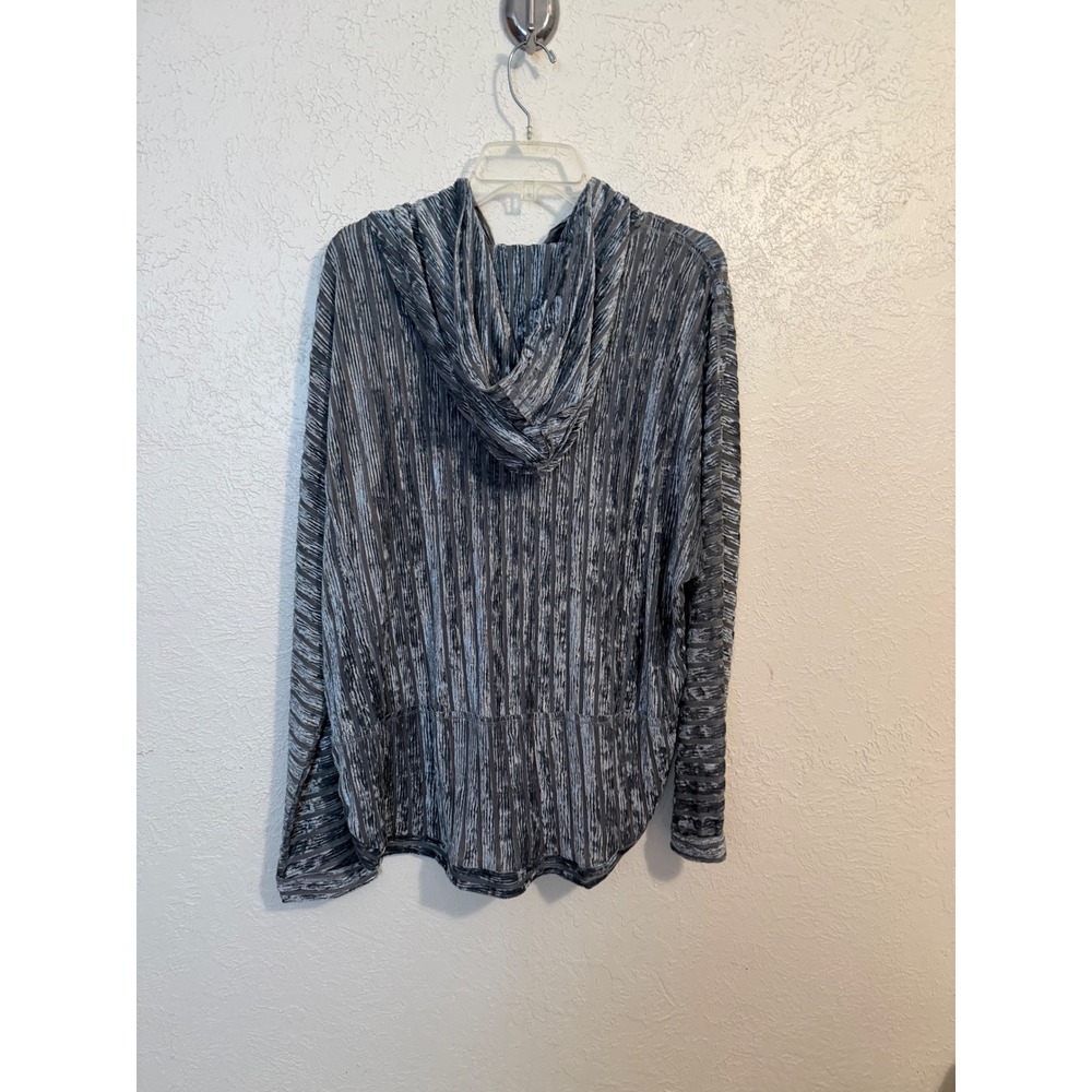 Ethyl Clothing Silver Velvet Tunic Hoodie Pleated Textured Pullover XL NEW - Picture 2 of 10